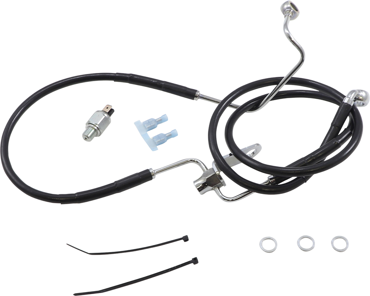 Drag Specialties - Brake Line - Rear - Black - +3"  Non ABS - Extended Length Black Vinyl Brake Line Kit - 621225-3BLK