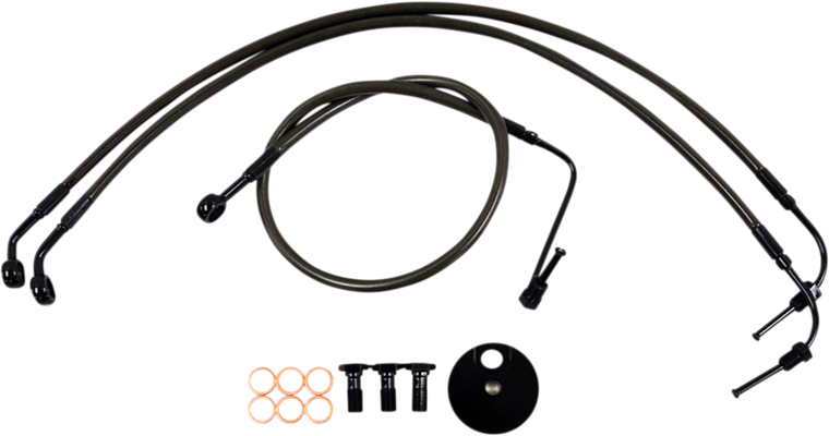 La Choppers - Brake Lines - Mini Ape Hanger Handlebars - Midnight - Midnight Braided Brake Line Kit - LA-8154B08M