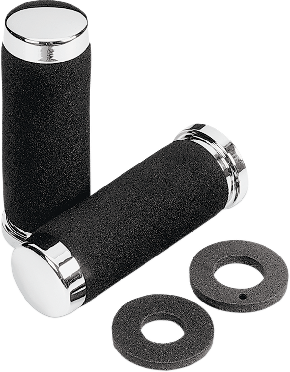 Parts Unlimited - Grips - Foam - 7/8" - 140 mm - Chrome - Cruiser Grips - L99-90921