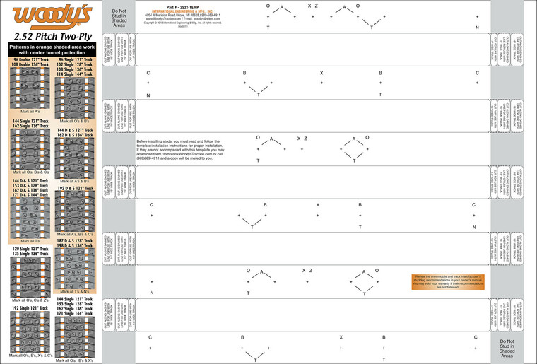 Woodys - Stud Template 2.52" 2 Ply - 252T-TEMP
