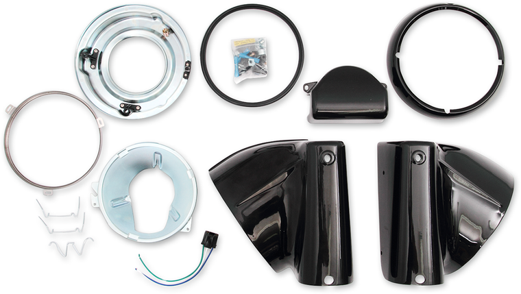 Drag Specialties - 7" Nacelle Headlight Kit - Black - Headlight Nacelle Kit - L20-0629GB