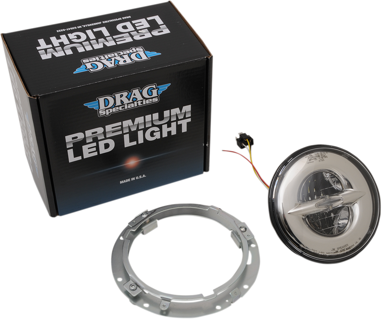 Drag Specialties - 7" Reflector-Style LED Headlamp - Chrome - 7" Reflector-Style Headlight - 555844