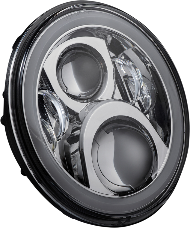 Custom Dynamics - 7" Headlamp - with Adapter - Chrome - ProGLOW LED Headlamp with Color Changing Halo - PG-7-14-C