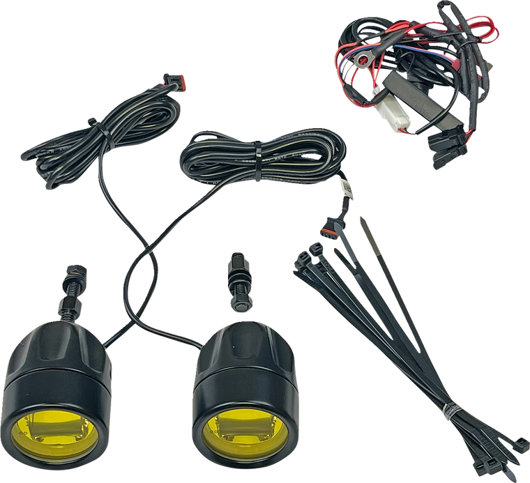 Custom Dynamics - Fog Light - Black - Yellow Lens - Universal - ProBEAM LED Halo Fog Lights - PB-FOG-UNV-YB