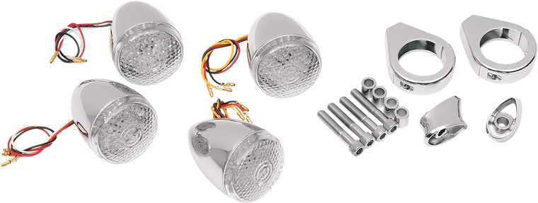 Drag Specialties - Turn Signal Kit - Clear/Red - Deuce-Style DOT Compliant LED Turn Signal Kit  Turn Signal Kit - 12-0222