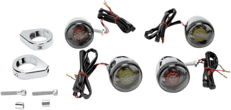 Drag Specialties - Turn Signal Kit - Red/Smoke - Custom Deuce-Style LED Turn Signal Kit - 12-0212