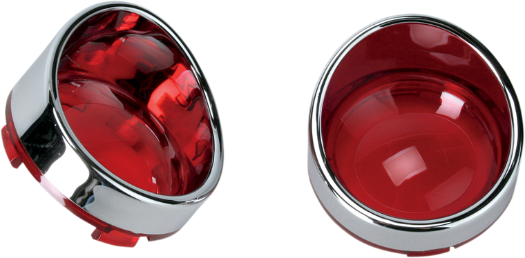 Drag Specialties - Visor-Style Bezel/Lenses - Red - Visor-Style Bezel and Lens for Deuce-Style Turn Signals - L22-6828R