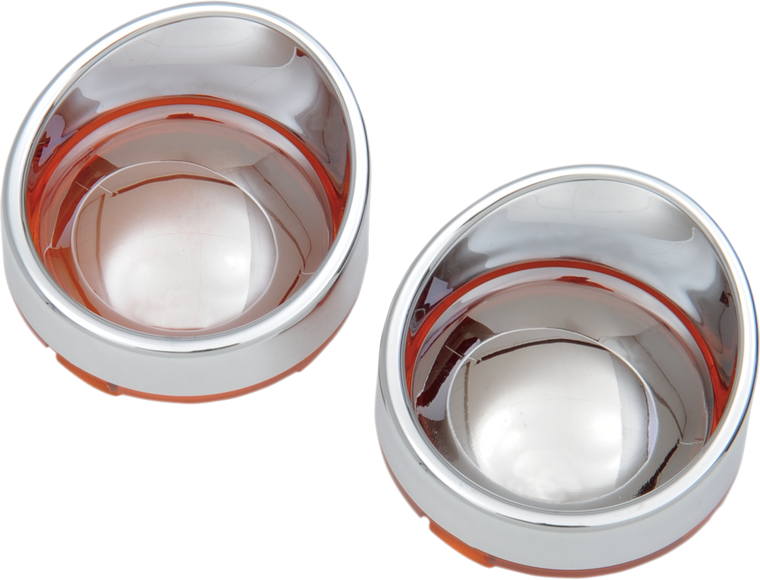 Drag Specialties - Visor-Style Bezel/Lenses - Amber/Mirror - Visor-Style Bezel and Lens for Deuce-Style Turn Signals - L22-6828AC