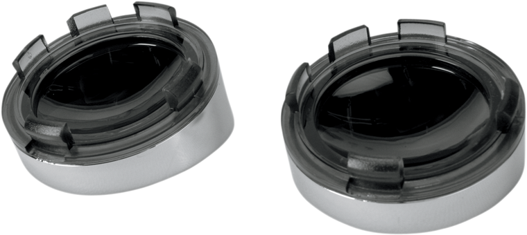 Drag Specialties - Visor-Style Bezel/Lenses - Smoke/Mirror - Visor-Style Bezel and Lens for Deuce-Style Turn Signals - L22-6828MC