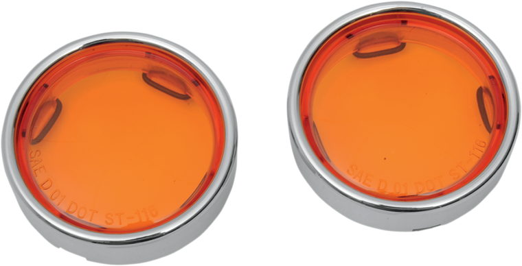 Drag Specialties - Lens w/Trim Ring -  Amber - Deuce Style Deep-Dish Bezels - 12-0224-LA