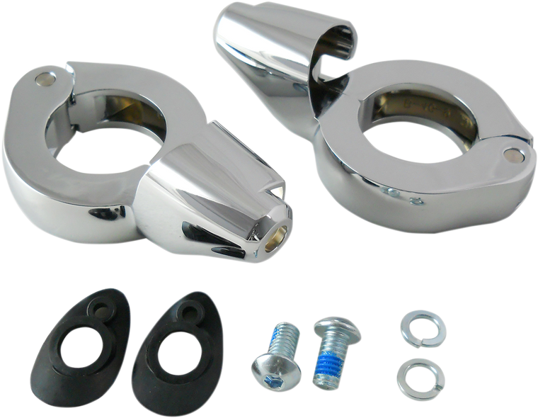 Drag Specialties - Turn Signal Mount - 39mm - Chrome - Turn Signal Fork Clamps - 77853C