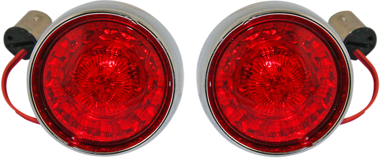 Custom Dynamics - Bullet Turn Signal - 1157 - Chrome - Red Lens - ProBeam Bullet Bezel Rear LED Turn Signal Inserts - PB-BB-RR-1157CR