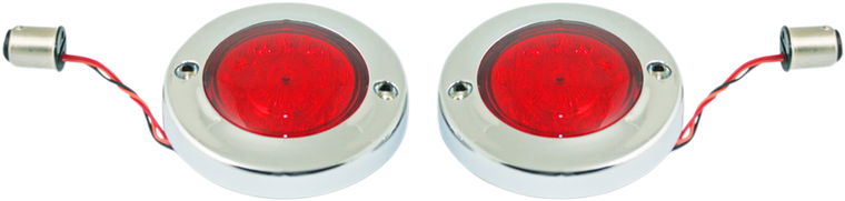 Custom Dynamics - LED Flat Turn Signals - 1156 - Chrome - Red Lens - ProBEAM Flat Bezel Rear LED Turn Signals - PB-FB-R-1156CR