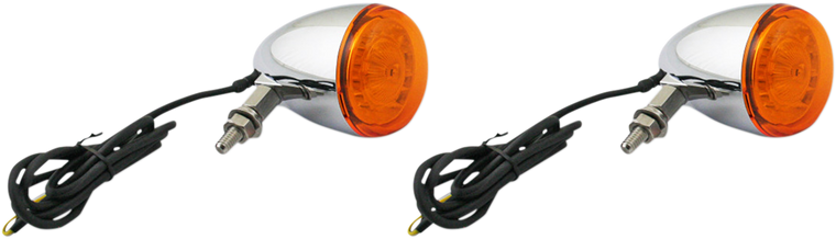 Custom Dynamics - ProBEAM Universal Turn Signals - Chrome/Amber - ProBEAM Universal LED Bullet Bezel Turn Signals - PB-UNV-TS-A-C