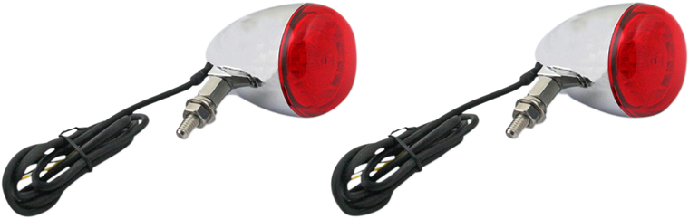 Custom Dynamics - ProBEAM Universal Turn Signals - Chrome/Red - ProBEAM Universal LED Bullet Bezel Turn Signals - PB-UNV-RTS-R-C