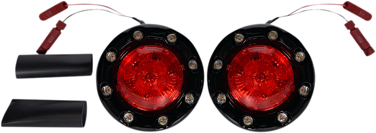 Custom Dynamics - ProBEAM Bullet Ringz LED Turn Signals - Black/Red - ProBEAM Bullet Ringz LED Rear Turn Signals for Scout - PB-BR-RR-IND-BR