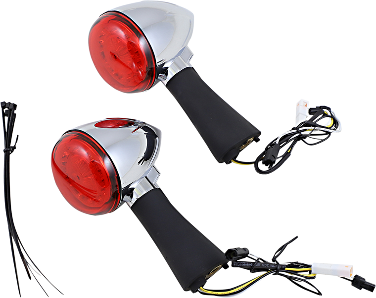 Custom Dynamics - Rear LED Turn Signal Ringz - Chrome - Scout - ProBEAM Red Ring Turn Signal LEDs - PB-SCOUT-RR-CR