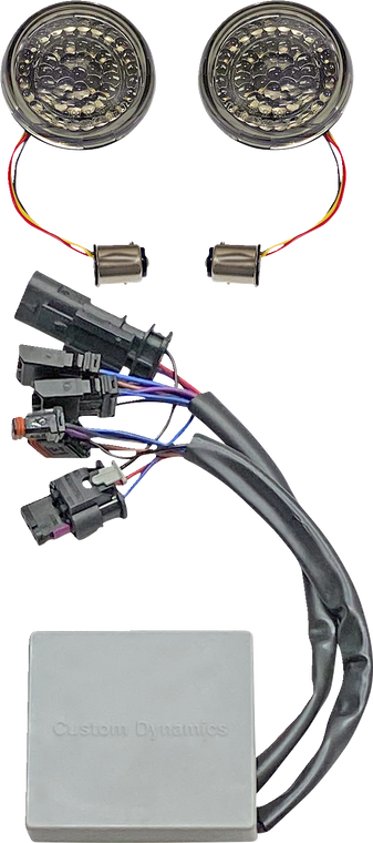 Custom Dynamics - Turn Signal - Amber - Red - SMART LED 1157 Bullet Turn Signals with Controller - CD-STS-RSGST
