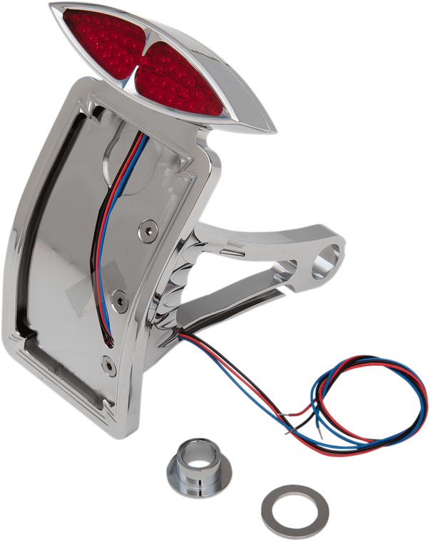 Drag Specialties - Taillight/License Plate Mount - Curved - Vertical - Side-Mount Deco Taillight with License Plate Mount - 76387 Drag Specialties - Taillight/License Plate Mount - Curved - Vertical - Side-Mount Deco Taillight with License Plate Mount - 76387