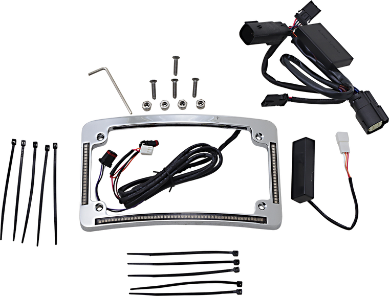 Custom Dynamics - All in One License Plate Frame - Chrome - Plug & Play Run/Brake/Turn LED Radius License Plate Frame - TF05-BCM-C