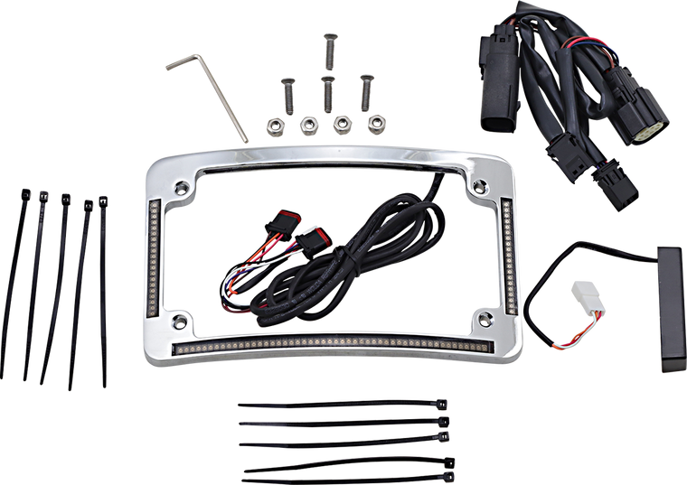 Custom Dynamics - All in One License Plate Frame - Chrome - Plug & Play Run/Brake/Turn LED Radius License Plate Frame - TF05-SS6-C