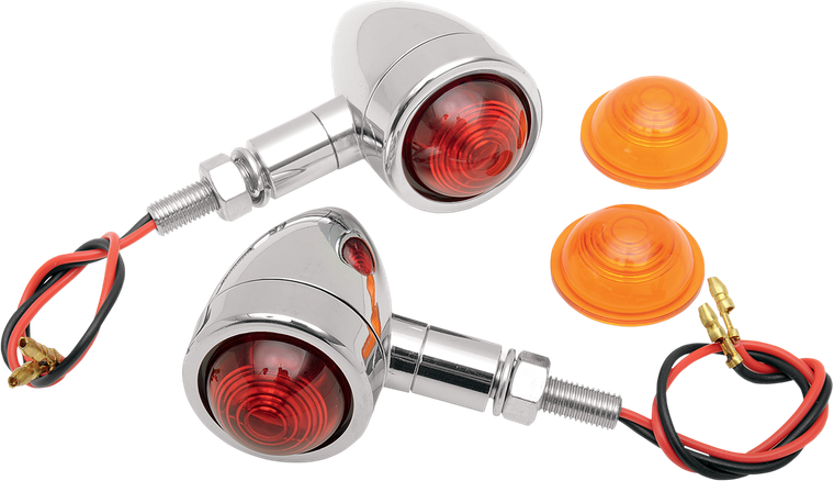 Drag Specialties - Mini-Bullet Light Kit - Amber/Red - Custom Bullet Marker Lights  Marker Light - 20-65921