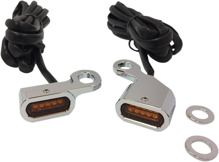 Drag Specialties - LED Handlebar Marker Lights - Chrome/Amber - LED Handlebar Marker Lights - L22-0230CAENU