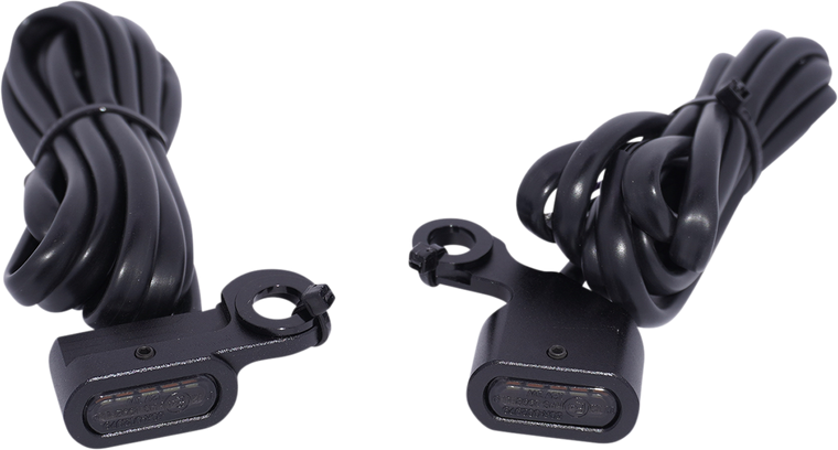 Drag Specialties - Marker Lights - Amber/White - Smoke Lens - Matte Black - LED Handlebar Marker Lights - L22-0230DMBME