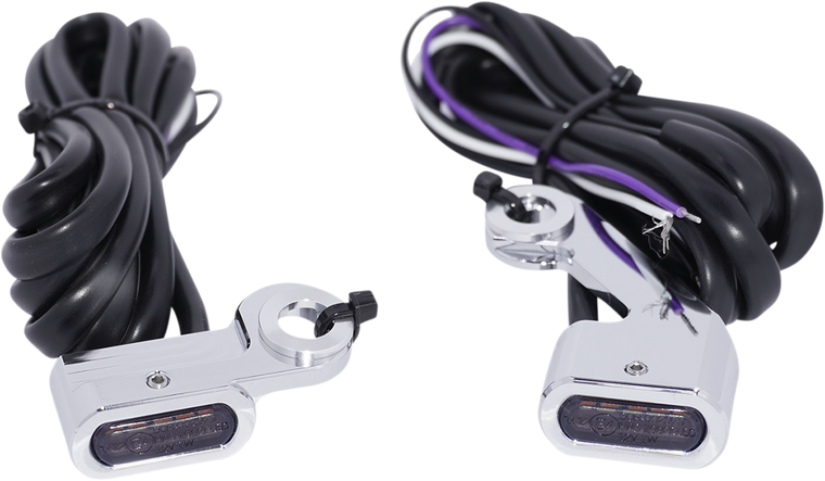 Drag Specialties - Marker Lights - Amber/White - Smoke Lens - Chrome - LED Handlebar Marker Lights - L22-0232DCME