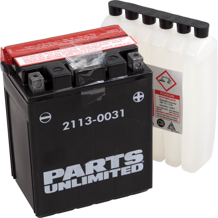 Parts Unlimited - AGM Battery - YTX14AHLBS .732 L - AGM Maintenance-Free Battery - CTX14AHL-BS