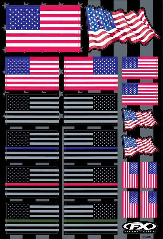 Factory Effex - Decal Sticker Sheet Fx Usa Flags - 27-68000