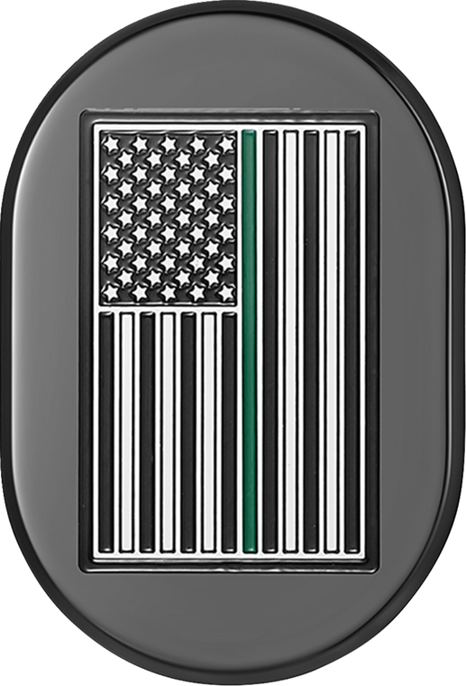 Figurati Designs - Cover Antenna Rear Fender L American Flag Green Line Black - FD72-AC-BLK-LT