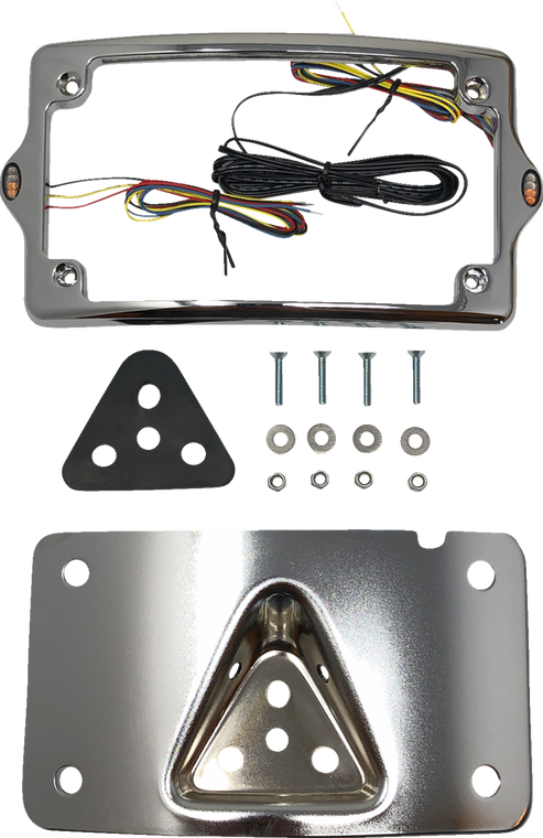 Kodlin Usa - License Plate Mount & Frame 3 Hole With Lights Chrome - KUS20351