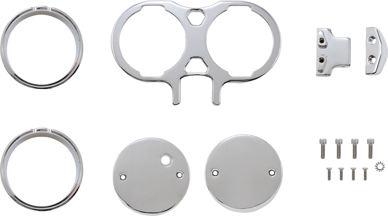 La Choppers - Gauge Mount - Dual - Chrome - Dyna/Sportster - Gauge Mount For Performance Risers With Dual Gauges - LA-7397-02C