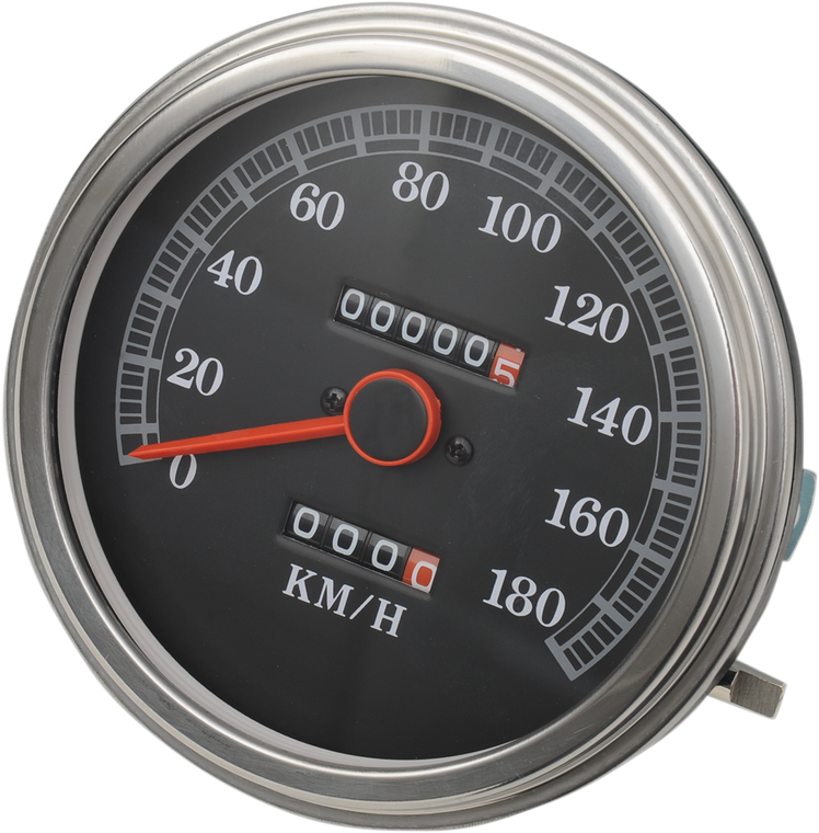 Drag Specialties - 5" KPH FL-Style 2:1 Speedometer - '89-'95 Black Face - 5" FL-Style 2:1 Speedometer - 72422KMX