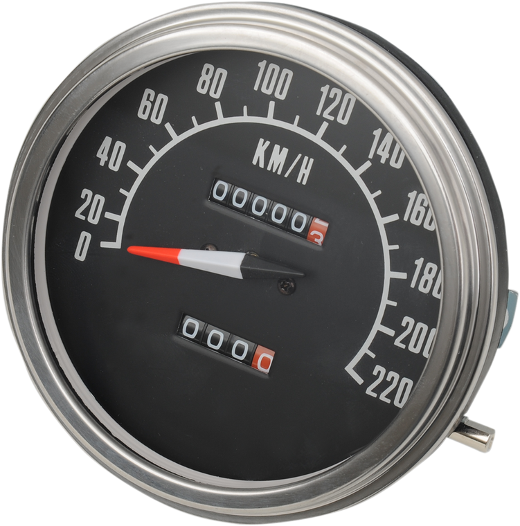 Drag Specialties - 5" KPH FL-Style 2:1 Speedometer - '68-'84 Black Face - 5" FL-Style 2:1 Speedometer - 72761KMX