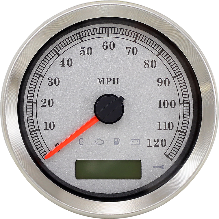 Drag Specialties - Programmable Speedometer - Silver Face - MPH - 4 Programmable Electronic Speedometer - 83100S