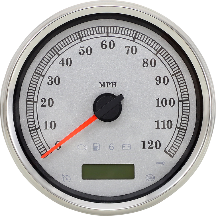 Drag Specialties - Electronic Speedometer - Silver - 120 MPH - 5" Programmable Electronic Imperial Speedometer - 83104S