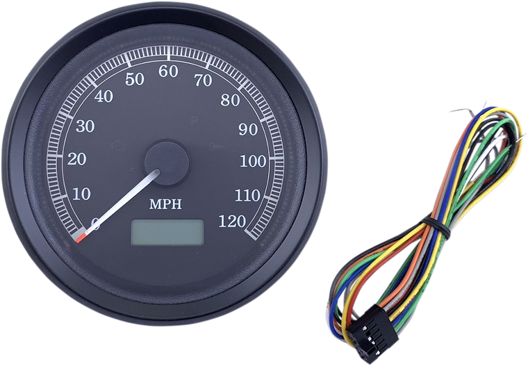 Drag Specialties - Universal 3-3/8" Programmable Electronic Speedometer - MPH - Black Face - Black Bezel - Universal Speedometer - T21-69A3BBDSR