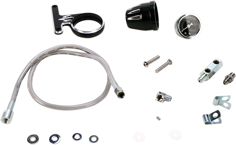 Arlen Ness - Oil Pressure Gauge Kit - Deep Cut - Black - Oil Pressure Gauge Kit  Deep Cut - 15-667