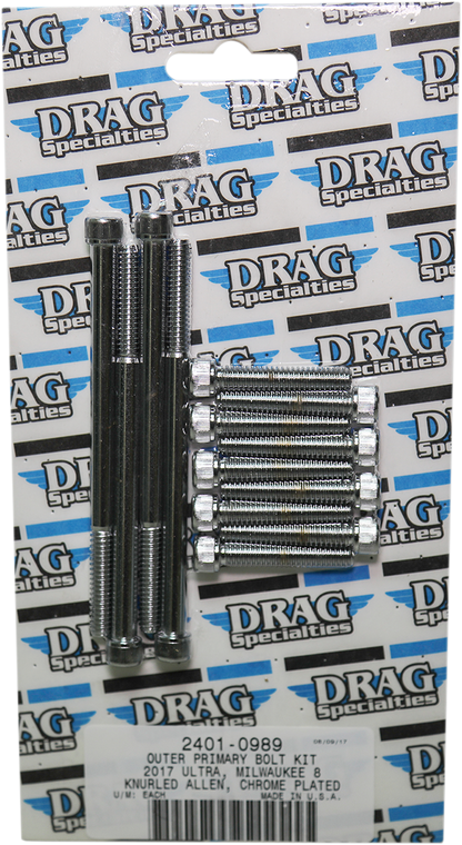 Drag Specialties - Outer Primary Knurled Bolt Kit - Chrome - M8 - M-Eight Bolt Kit - MK787