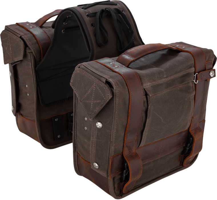 Burly Brand - Throw-Over Saddlebag - Dark Oak - Throw-over Saddlebag - B15-1002D