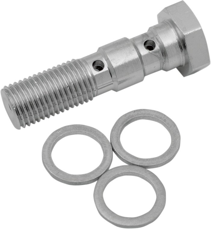 Drag Specialties - Banjo Bolt - 3/8-24 - Dual - Universal Chrome Steel Banjo Bolt - 117
