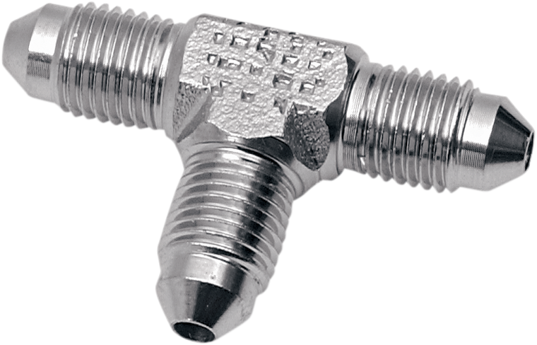 Drag Specialties - #3 Male Fitting - Tee Adapter - Chrome Steel Brake Line Fitting - 298