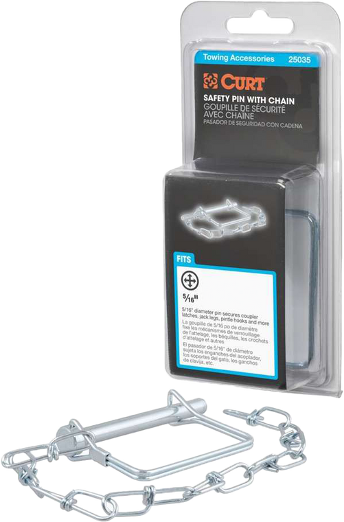 Curt - 5/16" Safety Pin W/ 12" Chain 3" Pin Length - 25035