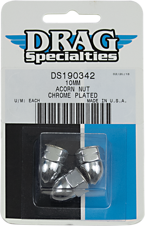 Drag Specialties - Acorn 10 Mm (3) - Chrome Ware Nuts - MBP1210 Drag Specialties - Acorn 10 Mm (3) - Chrome Ware Nuts - MBP1210