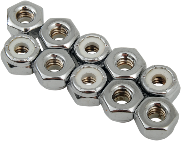 Drag Specialties - Nuts - Nylon - Chrome - 10-24 - Replacement Insert Nuts - MPB271