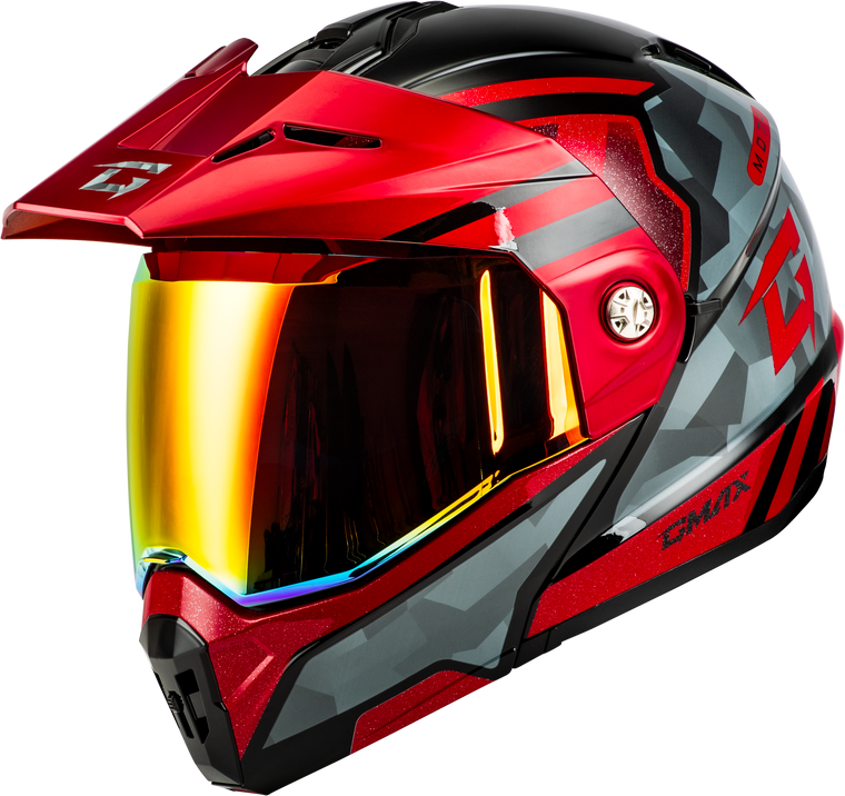 Gmax - Md-74 Striker Modular Helmet W Red Shield Blk/gry/rd Mtlc Md - M17411155