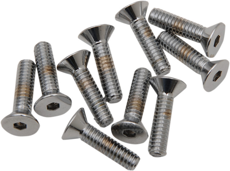 Drag Specialties - 1/4X20X1" Chrome Flat Head - Countersunk Socket-Head Bolts - MPB367