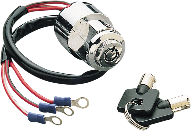 Drag Specialties - Ignition with Key - Round - F/FXR/XL - Custom Round Key Ignition Switch - K714-K3-BC203
